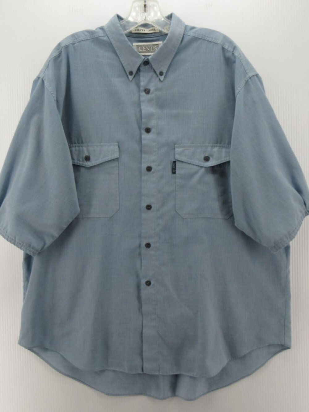 Vtg Levis Shirt Xl Big E Silver Label Striped Flap Pockets Button Down*